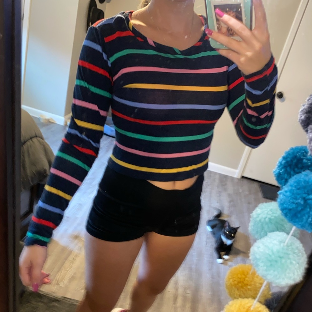 Cropped striped long sleeve
